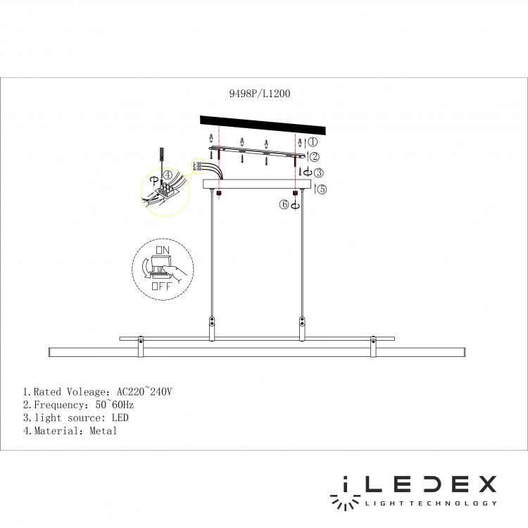 Подвесной светильник iLedex ZOOM 9498P-46W-3000K GOLD&amp;BROWN&amp;WHITE