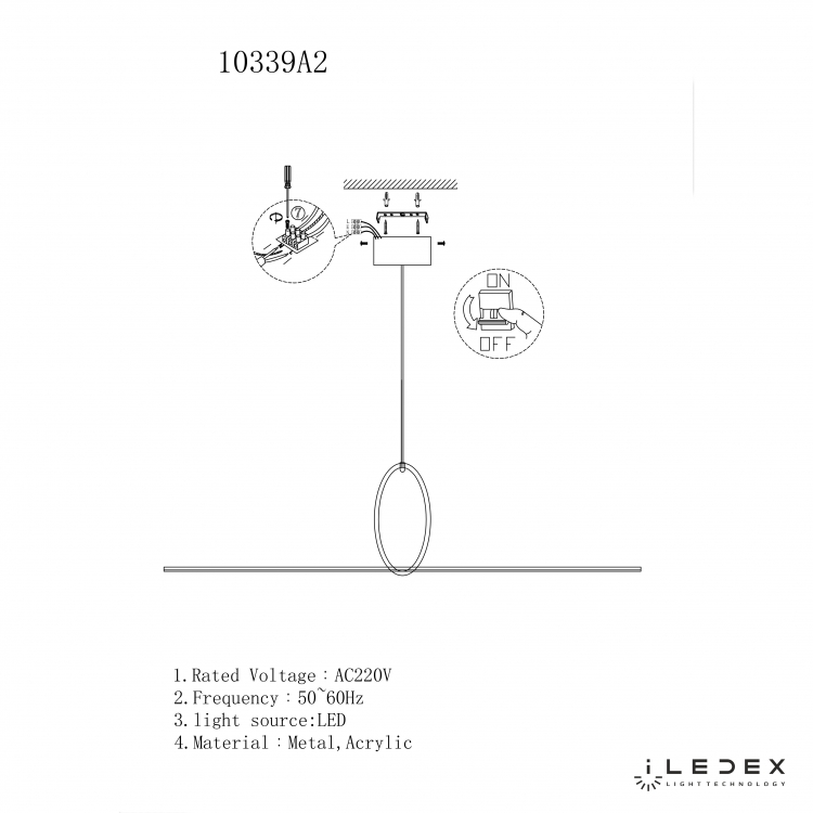 Подвесной светильник iLedex ZOOM 10339P/A2-35W-3000K BLACK&amp;WHITE