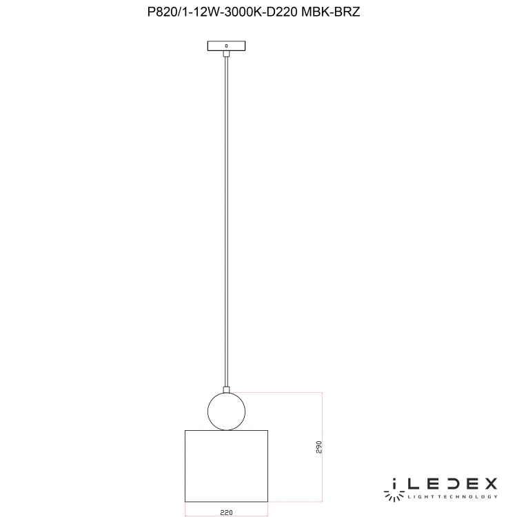 Подвесной светильник iLedex PLAY P820/1-12W-3000K-D195 MATT BLACK&amp;BRONZE