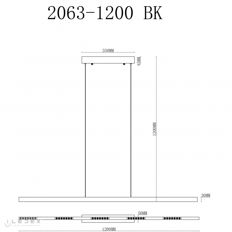 Светильник подвесной iLedex Vision 2063-1200 BK