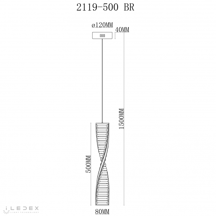 Светильник подвесной iLedex Woodstock 2119-500 BR
