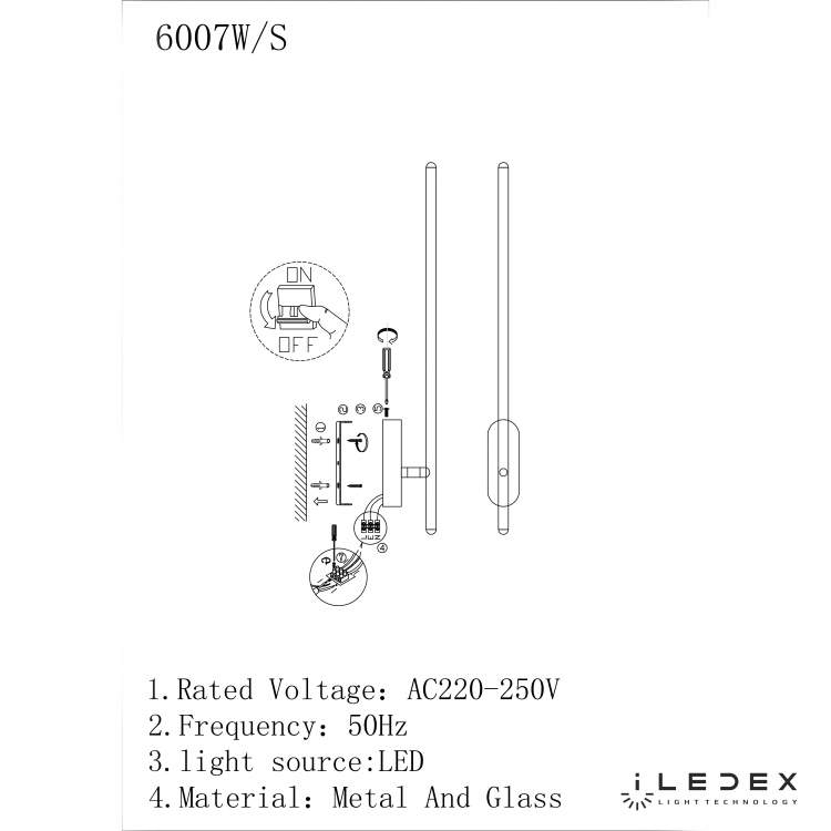 Настенный светильник iLedex ROYAL 6007W/S - 8W - 3000K BLACK