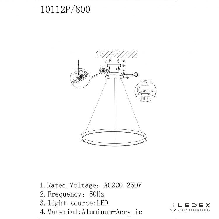 Подвесная люстра iLedex AXIS 10112P/1-24W-3000K-D800 BRASS