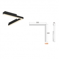 Угловой магнитный трековый светильник iLEDEX TECHNICAL VISION 4822-013-L320-16W-110DG-3000K-BK