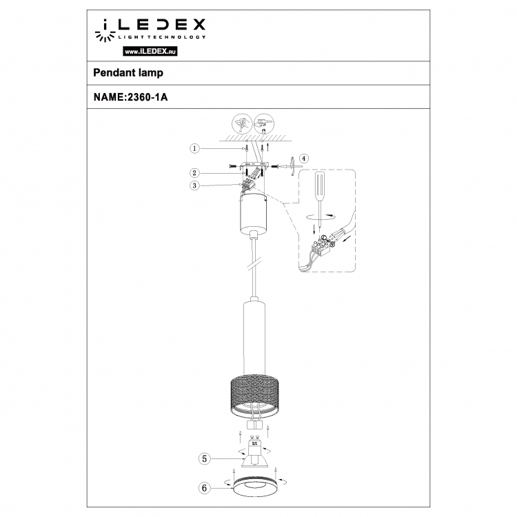 Светильник подвесной iLedex Delta 2362-1 BK+GRP