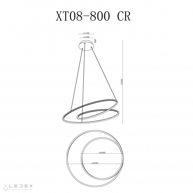 Светильник подвесной iLedex Axis XT08-D800 CR