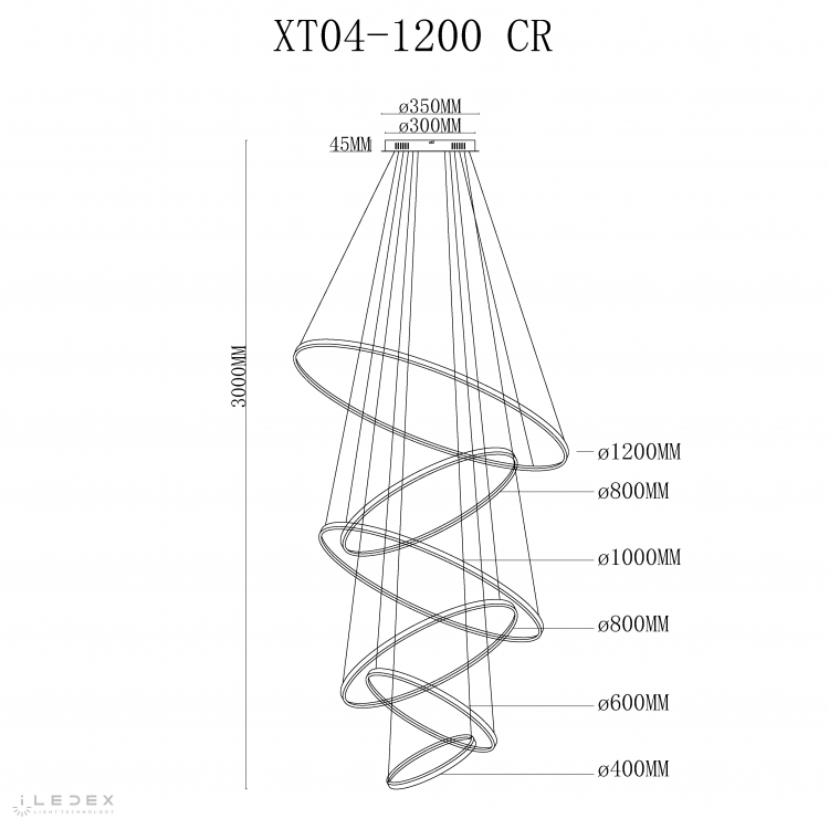 Светильник подвесной iLedex Axis XT04-D1200 CR