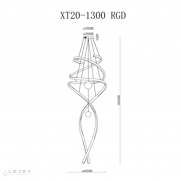 Светильник подвесной iLedex Axis XT20-1300 RGD