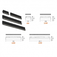 Поворотный магнитный трековый светильник iLEDEX TECHNICAL VISION 4822-003-L462-24W-38DG-4000K-BK